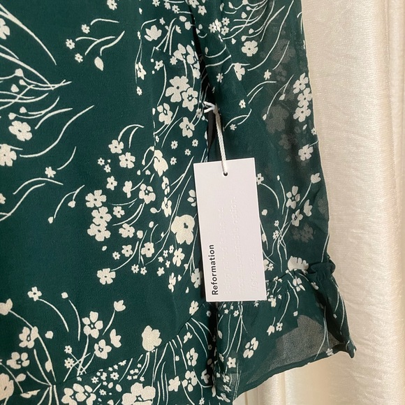 NWT Reformation Doutzen Mini Dress. Size 10. Green - Picture 4 of 9